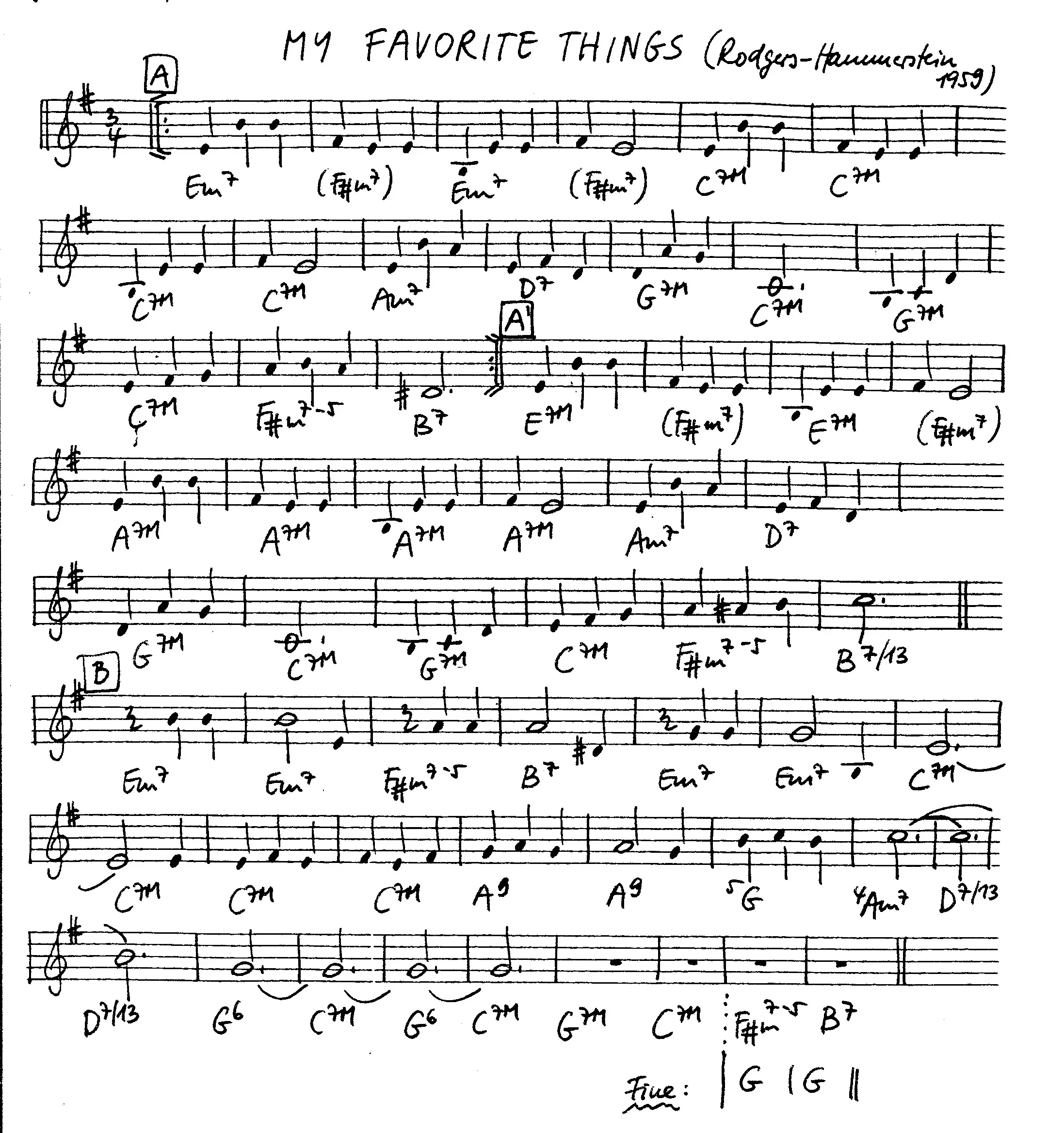 my favorite things free jazz leadsheet - Courtesy of the Jungle Jazz Band